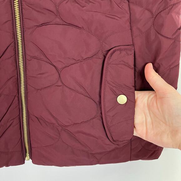 Talbots | Quilted Vest Plum Watermelon Full Zip Reversible Womens Large Petite - Picture 2 of 6